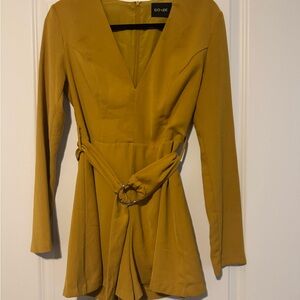 DO+BE Mustard Long-Sleeve V-Neck Romper with Belt